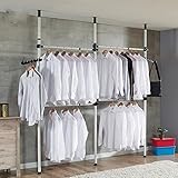 Teleskop-System, Kleideraufbewahrungssystem Regalsystem Kleiderständer mit 2 breiten Haken für den Heim- und Bekleidungsgeschäft, 153 - 272x281 - 329cm