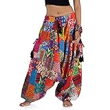 PRINCESS OF ASIA Strahlend Bunte Patchwork Haremshose Aladinhose Pumphose für Damen und Herren (Einheitsgröße, Farbenzauber)