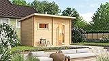 FinnTherm Gartensauna Außensauna Saunahaus Rocco 4 Sitzbänke aus Holz Wandstärke 40 mm