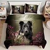 YZQGLHP Bettdecke 220x240 Schäferhund Wende Steppdecke Tier Bettdecke ohne Bezug, Weiche Microfaser, 4 Jahreszeiten Bettdecken mit 2 Kissenbezug 80x80cm