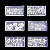 6 x 3D-Stereo-Blumen-Schnitzformen, Kunstvorlage, Silikonform