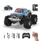 Amphibienfahrzeug Ferngesteuertes Auto, 2,4 GHZ 4WD Ferngesteuerter Monstertruck 360° Drift, 1:18 RC Auto Wasserdicht mit Gestensensor & LED Licht & 2 Akkus, Spielzeug Geschenk für Kinder 6-12 Jahre