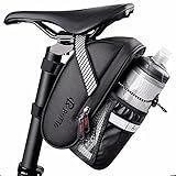 ROTTO Satteltasche mit Flaschenhalter Fahrrad Sattel Tasche Wasserdicht für Rennrad Mountainbike Schwarz