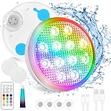 TEPENAR Wiederaufladbare Weihnachten LED Licht mit Fernbedienung IP68 Wasserdicht LED Weihnachtsbeleuchtung mit USB Wiederaufladbar Magnet Schwimmende für Weihnachten Deko Party drinnen (2 PCS)