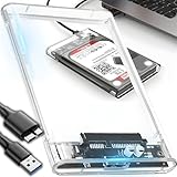 Retoo Festplattengehäuse 2,5 Zoll USB 3.0 für 12/7.5 cm SATA I/ II/ III SSD mit USB Kabel, Externes Gehäuse, Festplatte Gehäuse mit werkzeuglose Montage, werkzeugfreie Externes Case, Transparent