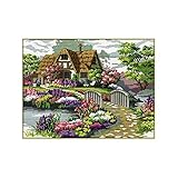 Proumhang Kreuzstich Stickerei DIY Handarbeit Stickpackung Gezählter Kreuzstich Set Schöne Häuser