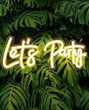 Neon Sign, Lets Party LED Neon Schild Partydeko Dekoration Warmweißes Neonlicht, USB-Stromversorgung, ca. 38,5 x 15 cm