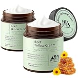 2 Stk. Bio-Rindertalg (Rindertalg) & Honig-Creme (240g/8,4oz) | Aufgeschlagenes leichtes Textur für Gesicht & Körper | Tiefenfeuchtigkeit, nicht komedogener Wirkstoffaufbau