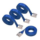 Amazon Basics Spanngurt, 2.5 m lang, 25 mm breit, Belastbarkeit 150 kg, entspricht DIN, 4 stück, 1er-Pack, Blau
