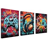 hocadon 3 er set Bilder mit Rahmen Spiel Moderne Leinwandbilder Bilder Schlafzimmer Moderne Bilder Wohnzimmer Poster Set 30x40 für Wohnzimmer Schlafzimmer Büro Wanddekoration