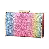 YiNLuax Rainbow Clutches Geldbörsen für Damen, elegante Abendtaschen, Braut-Geldbörse, Handtaschen, Kette, Schultertasche, Umhängetasche, Abendhandtaschen, Große Regenbogenfarbe, One Size