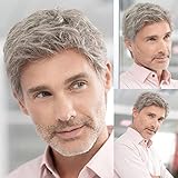 Männer kurze graue Perücke natürliche geschichtete Kostüme Halloween Perücke synthetische hitzebeständige Haare Alternative Perücke für Männer