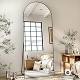 BEAUTYPEAK Bogen Ganzkörperspiegel 170x57 cm, Gewölbter Standspiegel hängend oder lehnend an die Wand, groß Bodenspiegel mit Ständer für Schlafzimmer, Wohnzimmer oder Ankleidezimmer, Schwarz
