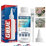 HuakChai Mosaikkleber, Schmucksteinkleber, 120ml Transparent Mosaik Kleber für Mosaiksteine, Mosaiksteine, Mosaikfliesen Glasmosaikstei etc. Mit Pinsel für präzises Kleben
