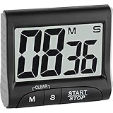TFA Dostmann Digitaler Timer und Stoppuhr, 38.2021.01, Multifunktionstimer, Countdown-Uhr bis 99min/59s, elektronische Eieruhr, mit Display, Memory-Funktion, große Ziffern, mit Magnet/Ständer, schwarz