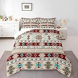 Böhmisches Azteken-Bettwäsche-Set für Mädchen, Jungen, Kinder, Erwachsene, Western-Boho, exotisches Bettwäsche-Set, Dekoration, Südwestern, Daunen, ethnisch, Stammespfeil, geometrische Steppdecke,