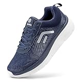 FitVille Extra Weit Walkingschuhe Herren leicht Fitnessschuhe Dämpfung und Rückprall Freizeitschuhe Atmungsaktiv Turnschuhe Flexibel und biegsam Dunkelblau 44 EU X-Weit