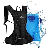 BBAIYULE Trinkrucksack mit Trinkblase 2l, Laufrucksack Fahrradrucksack MTB Rucksack wanderrucksack klein für Laufen Fahrrad Herren Damen (Schwarz (Inkl. Trinkblase))