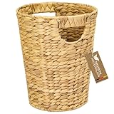 HMF Papierkorb Büro, Aufbewahrungskorb geflochten aus Wasserhyazinthe | Rund | 25 cm Durchmesser, 30 cm Höhe