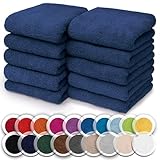NatureMark 10er-Set Frottee-Waschlappen für Gesicht und Hände – 100% Baumwolle, weich und saugfähig – 30×30 cm, Navy blau