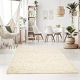 Taracarpet Handweb-Teppich Oslo Wolle im Skandinavischem Landhaus Design Wohnzimmer Esszimmer Schlafzimmer Flur Läufer beidseitig verwendbar 200x240 cm Natur