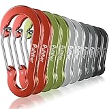 pullther 10 Stück Karabinerhaken, 70mm/2.76'' Karabinerhaken groß, Aluminium D-Ring Karabiner Schlüsselanhänger für Outdoor Sport, Wandern, Camping, Angeln - Mehrfarbig