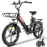 E-Bike Klapprad 20 Zoll, Abnehmbarer Doppelakku 36V 20.8Ah E-Klapprad Elektrofahrrad Reichweite bis 90KM & 150KG Belastung, 7-Gang,LCD-Display, E-Bike Herren für Stadt, MTB, Strand & Schnee, 33KG