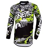 O'NEAL | Motocross-Shirt langarm | MX MTB Mountainbike | Passform für Maximale Bewegungsfreiheit, Eingenähter Ellbogenschutz | Element Jersey Attack | Erwachsene | Schwarz Neon-Gelb | Größe L