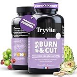 Stoffwechsel Beschleunigen Abnehmen | Hochdosiert Mit Artischocke, Nopal, grünem Kaffee & Kolanuss | 90 Kapseln | TRYVITE BURN&CUT