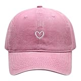 Generisch Basecap Damen Sommer mit Herzförmiges Stickmuster Mütze Sonnenschutz Kopf Pferdeschwanz Cap Verstellbarem Baseball Kappe Mädchen Schildkappe Outdoor Sports Cappi Baumwolle