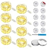 HELESIN LED Lichterkette mit Batterie, 2m 8 Stück Mini LED Lichterketten klein batterie, DIY Kleine Lichterketten Wasserdicht für Party Hochzeit Weihnachten Beleuchtung Deko(Warmweiß)