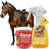 EMMA Sattelseife Leder + Huffett Pferde pink I Leder & Pferde Pflegeset Glattleder Pflege Sattel Lederstiefel Trense Lederpflege Auto Sofa Schuhe l Lederbalsam zum Sprühen Pflegen & Schutz 500ml250ml