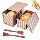 ROTKUSZ 2er Pack Brotbackformen mit Deckel, Antihaft-Brotbackformen 1 lb/0,5 lb, Toastform