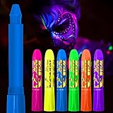 NebulaGlam 6 Farben UV Bodypainting UV Farbe Schminke, Neon UV Kinderschminke Set, Face Paint Schminkset Fasching Karneval Halloween Weihnachten Schminke Drehbar
