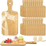 20 Stück Bambus Schneidebretter Klein im Set – 28 x 13 cm Holz Frühstücksbrettchen mit Geschenkband, Personalisierbare Schneidebretter zum Gravieren für Hochzeit, Einweihung, Gastgeschenk