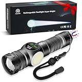 Jayxinli Taschenlampe 500000 Lumen mit Magnet, LED Taschenlampe Usb Aufladbar, Extrem Helle Taschenlampe Mit LCD Leistungsanzeige, Starke Taschenlampe mit COB 9 Leuchtmodi Und Zoom