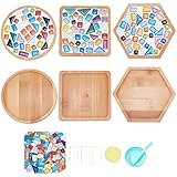 WEBEEDY 3 Stück Porzellan-Mosaik Fliesen-Mosaik-Kit Mit Holzuntersetzer Mosaiksteine DIY Mosaik Untersetzer Bastelbedarf Für Untersetzer Weihnachtsfeier Dekoration Geschenke(Kein Mörtel und Kleber)