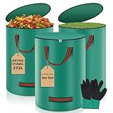 Miaglury 3X 272L Gartenabfallsack inkl. Handschuh, Laubsack Gartensack mit Deckel und 4 Griffen, Stabil Selbststehend Gartenabfallsäcke Garten Laubsammler Abfallsack Laubsäcke für Gartenabfälle