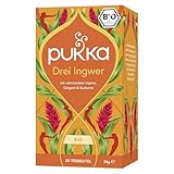 Pukka | Bio Kräutertee 'Drei Ingwer' | Ingwer, Kurkuma und Galgant | Tee für ein gutes Bauchgefühl nach dem Essen | 1er Pack | 20 Teebeutel