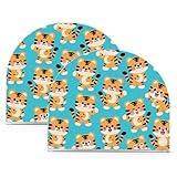 Serviettenhalter mit niedlichem Cartoon-Motiv, Motiv: gelbe Tiger, Acryl, Kaktus, rustikal, freistehend, schwarzer Serviettenspender, Heimdekoration