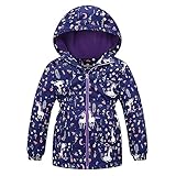 linboo Softshelljacke Mädchen Übergangsjacke mit Fleecefütterung Warm Windjacke Atmungsaktiv Regenjacke Wasserdicht Outdoorjacke für Kinder, Blau, 122-128(Etikettengröße:130)