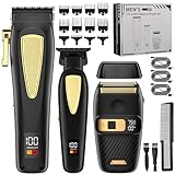 Suttik Professionelle 3 IN 1 Haarschneider und Trimmer Set Männer Elektrischer Rasierer Rasierapparat Bartschneider Wiederaufladbare Barbierschere Haarschneideset Geschenke für ihn, für Friseure