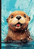 Notizheft-Tagebuch-Schulheft-Schreibheft-Kladde: Notizbuch | Otter | abstrakt |100 Seiten | liniert | weißes Papier | DIN A4| Schreibheft | mattes Cover