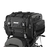 Wildken Motorrad Rücksitztasche, 40-60L Motorrad-Hecktasche, Erweiterbar Motorrad Satteltaschen, Motorradtaschen Wasserdicht, Motor Sitztasche, Motorrad Tasche Multifuktional, mit Regenhülle(Schwarz)