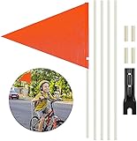 Sicherheitswimpel 180cm mit Stab reflektierend Gelbe Wimpelstange Verstellbare Kinderfahrradfahne Fahrrad Wimpel Für Kinderfahrrad (Orange)