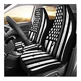 2 Stück Sitzbezug Auto Vordersitze Korrekturbeamter Dünne Graue Linie Amerikanische Flagge Autositz Schonbezug Universelle Auto-Zubehör Fashion Auto Sitzbezüge Für Fahrzeuge, Wohnmobil, Autos