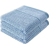 herzbach home Handtuch Duschtuch Set 100% Baumwolle Gemustert (Blau/Weiß, 2 Duschtücher 70x140 cm)