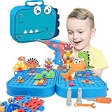 Seun & Amana STEM Baukasten Kinder - 211/351-tlg Konstruktionsspielzeug mit Elektrobohrer, Dino, Einhorn & Weihnachten Themen, Mint Lernspielzeug Geschenk ab 4 5 6 Jahre (351, Rot)
