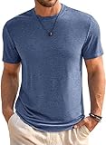 Runcati Herren T-Shirt Rundhals Kurzarm Sommer Oberteile Regular Fit Sport Fitness Funktionsshirt Einfarbig Basic Unterhemd Business Shirts Dunkelblau XL