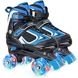Nattork Kinder Rollschuhe für Jungen Mädchen Kinder, 4 Größen einstellbar Quad Skates mit Allen Licht bis Räder - Geburtstagsgeschenk für Indoor Outdoor Sport